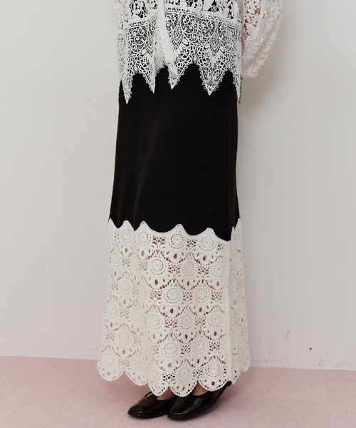 セール】【TEN by LA BELLE ETUDE】Crochet long knit skirt（スカート