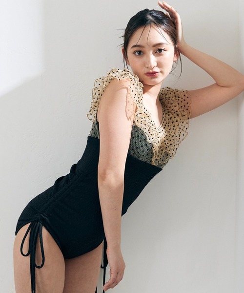 セール】《2025新作》【swimwear/体型カバー】ドットチュール