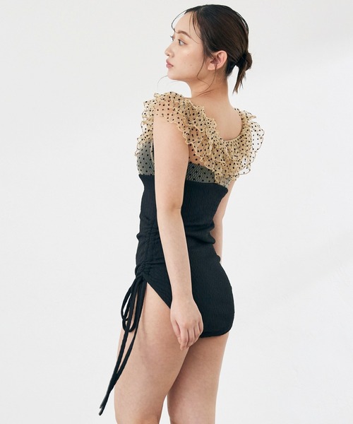 セール】《2025新作》【swimwear/体型カバー】ドットチュール