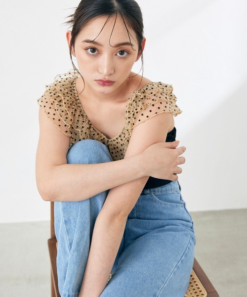 CELEN（セレン）の「【swimwear/体型カバー】ドットチュールワンピーススイムウェア（水着・レディース・ブラック/グレー系その他/ピンクベージュ・FREE）」の6枚目の写真