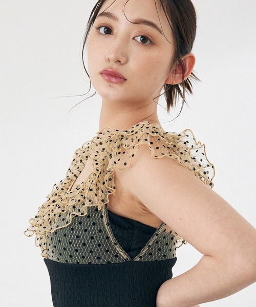 CELEN（セレン）の「【swimwear/体型カバー】ドットチュールワンピーススイムウェア（水着・レディース・ブラック/グレー系その他/ピンクベージュ・FREE）」の7枚目の写真