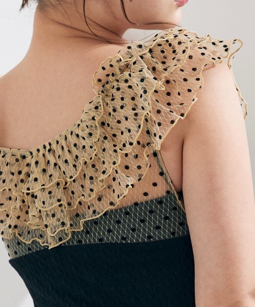 CELEN（セレン）の「【swimwear/体型カバー】ドットチュールワンピーススイムウェア（水着・レディース・ブラック/グレー系その他/ピンクベージュ・FREE）」の8枚目の写真