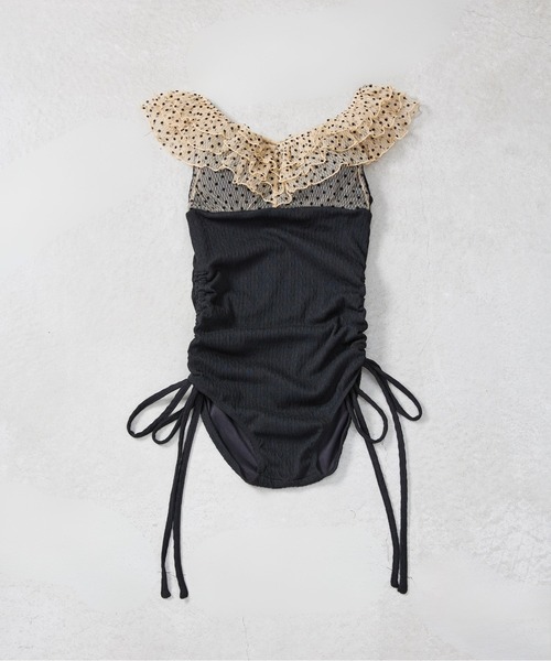 CELEN（セレン）の「【swimwear/体型カバー】ドットチュールワンピーススイムウェア（水着・レディース・ブラック/グレー系その他/ピンクベージュ・FREE）」の10枚目の写真