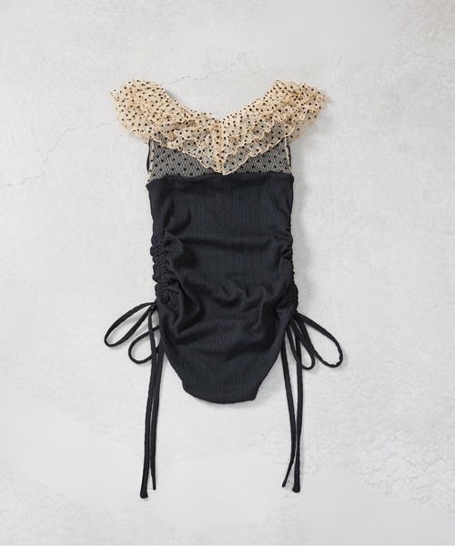 CELEN（セレン）の「【swimwear/体型カバー】ドットチュールワンピーススイムウェア（水着・レディース・ブラック/グレー系その他/ピンクベージュ・FREE）」の11枚目の写真