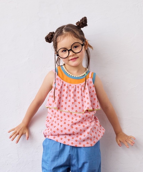 MARKEY'S（マーキーズ）の「総柄フリルキャミソール（キャミソール・キッズ・グリーン/ピンク/ブラック・90/100/110/120/130）」の9枚目の写真