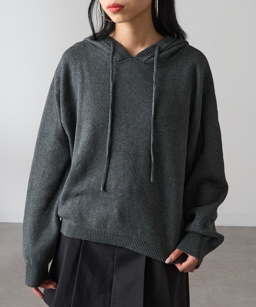 MAGASIN DE MODE Onjna(マガジンデモードオンジェナ )の「【MAGASIN DE MODE Onjna】フーディニット Y2K 韓国 XNN(ニット/セーター・レディース・イエロー/ブラック/チャコールグレー・FREE)」の1枚目の写真