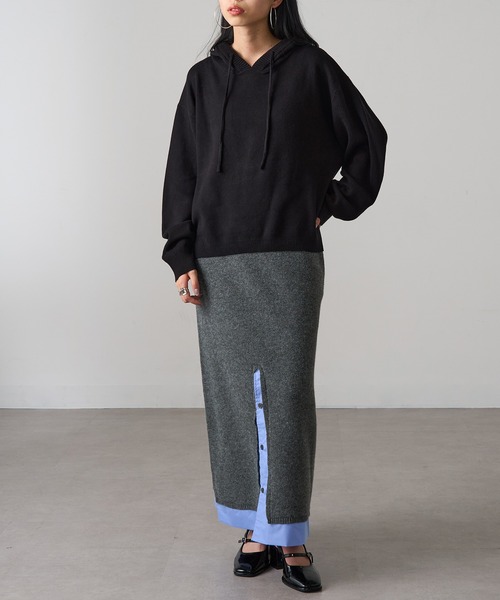 MAGASIN DE MODE Onjna(マガジンデモードオンジェナ )の「【MAGASIN DE MODE Onjna】フーディニット Y2K 韓国 XNN(ニット/セーター・レディース・イエロー/ブラック/チャコールグレー・FREE)」の21枚目の写真