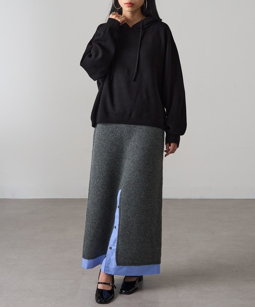 MAGASIN DE MODE Onjna(マガジンデモードオンジェナ )の「【MAGASIN DE MODE Onjna】フーディニット Y2K 韓国 XNN(ニット/セーター・レディース・イエロー/ブラック/チャコールグレー・FREE)」の4枚目の写真
