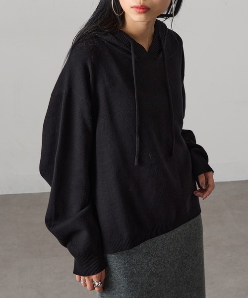 MAGASIN DE MODE Onjna(マガジンデモードオンジェナ )の「【MAGASIN DE MODE Onjna】フーディニット Y2K 韓国 XNN(ニット/セーター・レディース・イエロー/ブラック/チャコールグレー・FREE)」の20枚目の写真