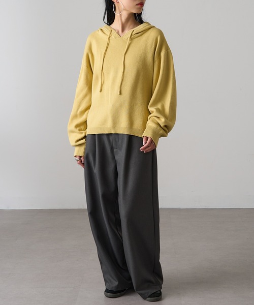 MAGASIN DE MODE Onjna(マガジンデモードオンジェナ )の「【MAGASIN DE MODE Onjna】フーディニット Y2K 韓国 XNN(ニット/セーター・レディース・イエロー/ブラック/チャコールグレー・FREE)」の11枚目の写真