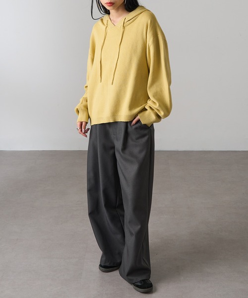 MAGASIN DE MODE Onjna(マガジンデモードオンジェナ )の「【MAGASIN DE MODE Onjna】フーディニット Y2K 韓国 XNN(ニット/セーター・レディース・イエロー/ブラック/チャコールグレー・FREE)」の12枚目の写真