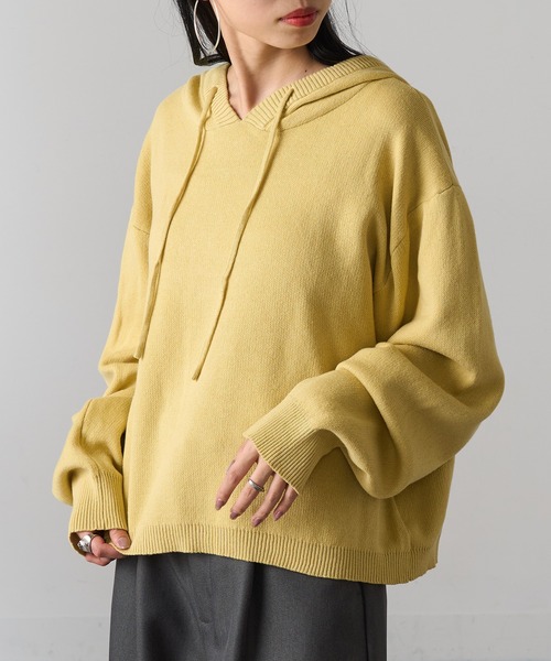 MAGASIN DE MODE Onjna(マガジンデモードオンジェナ )の「【MAGASIN DE MODE Onjna】フーディニット Y2K 韓国 XNN(ニット/セーター・レディース・イエロー/ブラック/チャコールグレー・FREE)」の7枚目の写真