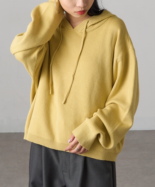 MAGASIN DE MODE Onjna(マガジンデモードオンジェナ )の「【MAGASIN DE MODE Onjna】フーディニット Y2K 韓国 XNN(ニット/セーター・レディース・イエロー/ブラック/チャコールグレー・FREE)」の8枚目の写真