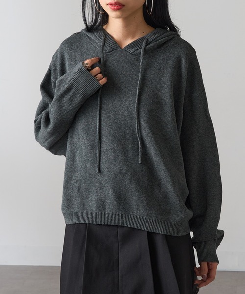 MAGASIN DE MODE Onjna(マガジンデモードオンジェナ )の「【MAGASIN DE MODE Onjna】フーディニット Y2K 韓国 XNN(ニット/セーター・レディース・イエロー/ブラック/チャコールグレー・FREE)」の13枚目の写真