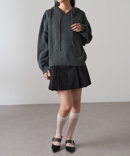MAGASIN DE MODE Onjna(マガジンデモードオンジェナ )の「【MAGASIN DE MODE Onjna】フーディニット Y2K 韓国 XNN(ニット/セーター・レディース・イエロー/ブラック/チャコールグレー・FREE)」の16枚目の写真