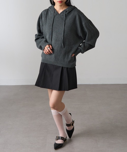 MAGASIN DE MODE Onjna(マガジンデモードオンジェナ )の「【MAGASIN DE MODE Onjna】フーディニット Y2K 韓国 XNN(ニット/セーター・レディース・イエロー/ブラック/チャコールグレー・FREE)」の17枚目の写真