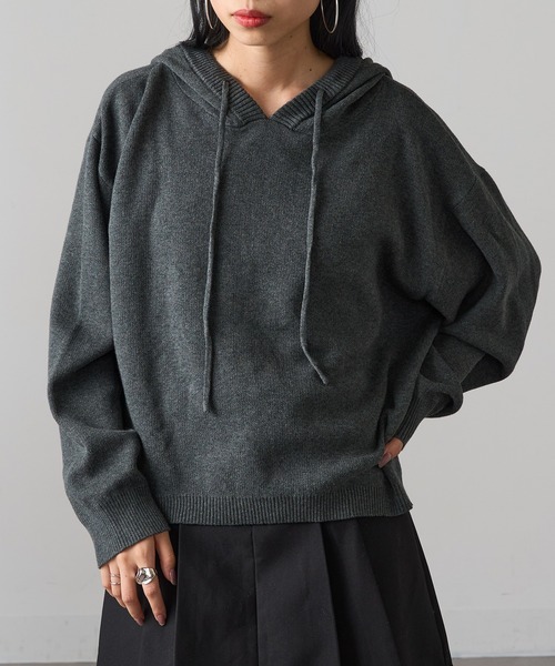 MAGASIN DE MODE Onjna(マガジンデモードオンジェナ )の「【MAGASIN DE MODE Onjna】フーディニット Y2K 韓国 XNN(ニット/セーター・レディース・イエロー/ブラック/チャコールグレー・FREE)」の14枚目の写真