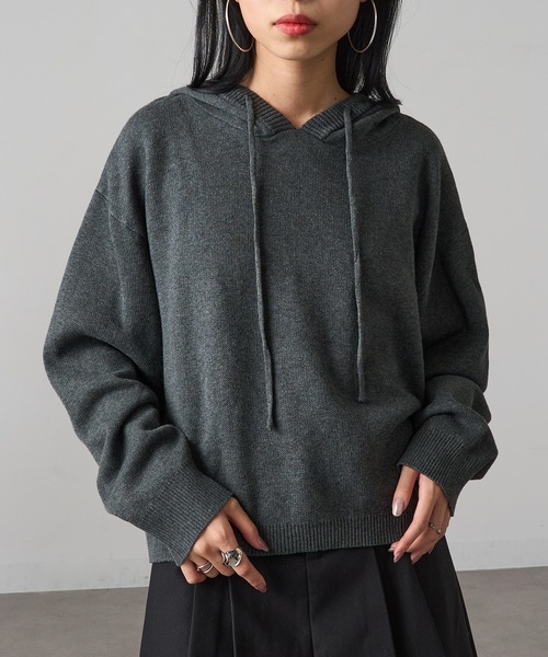 MAGASIN DE MODE Onjna(マガジンデモードオンジェナ )の「【MAGASIN DE MODE Onjna】フーディニット Y2K 韓国 XNN(ニット/セーター・レディース・イエロー/ブラック/チャコールグレー・FREE)」の15枚目の写真