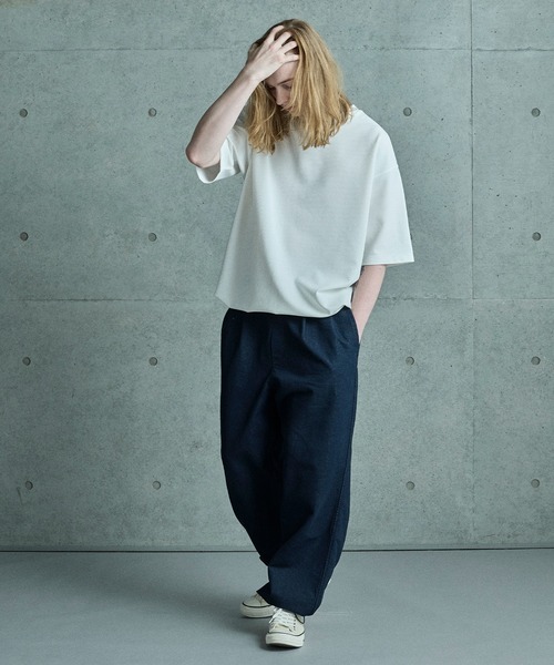 FUSE(フューズ)の「シアサッカー調ルーズフィットTEE(Tシャツ/カットソー・メンズ・ホワイト/ブラック/ネイビー・03/02/01)」の19枚目の写真