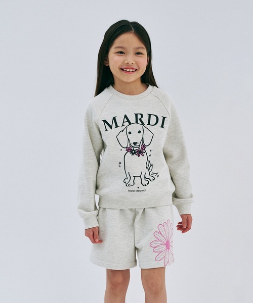 Mardi Mercredi（マルディメクルディ）の「KIDS SWEAT SHORTS FLOWER / キッズ スウェット ショーツ フラワー（スウェットパンツ・キッズ・ホワイト×グリーン/ベージュ系その他/オートミール/ネイビー/レッド/ホワイト×ピンク/ブラック×ピンク/ブラック・100cm/120cm/130cm/110cm）」の9枚目の写真