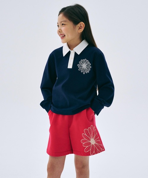 Mardi Mercredi（マルディメクルディ）の「KIDS SWEAT SHORTS FLOWER / キッズ スウェット ショーツ フラワー（スウェットパンツ・キッズ・ホワイト×グリーン/ベージュ系その他/オートミール/ネイビー/レッド/ホワイト×ピンク/ブラック×ピンク/ブラック・100cm/120cm/130cm/110cm）」の20枚目の写真