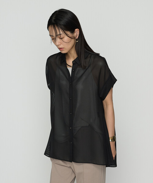 COMME CA（コムサ）の「ドライカラミ/クリアスムース シャツ（シャツ/ブラウス・レディース・ブラック/オフホワイト・9号）」の13枚目の写真