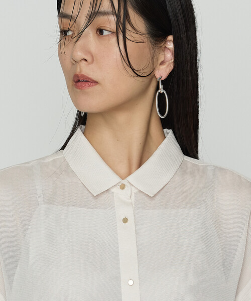 COMME CA（コムサ）の「ドライカラミ/クリアスムース シャツ（シャツ/ブラウス・レディース・ブラック/オフホワイト・9号）」の3枚目の写真