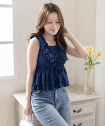 clear | フリルデザインペプラムブラウス［骨格ウェーブ/ガーリー/ノースリーブ/春夏］(シャツ/ブラウス)