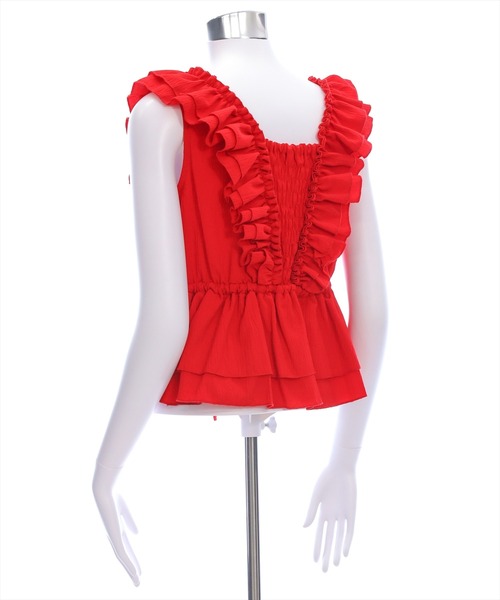 clear（クリア）の「フリルデザインペプラムブラウス[着回し力抜群 夏 カジュアル 大人]≪SS新作≫（シャツ/ブラウス・レディース・オフホワイト/ブラック/レッド/ベージュ/ブラウン・F）」の15枚目の写真