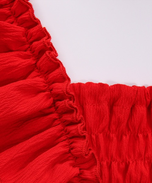 clear（クリア）の「フリルデザインペプラムブラウス[着回し力抜群 夏 カジュアル 大人]≪SS新作≫（シャツ/ブラウス・レディース・オフホワイト/ブラック/レッド/ベージュ/ブラウン・F）」の18枚目の写真