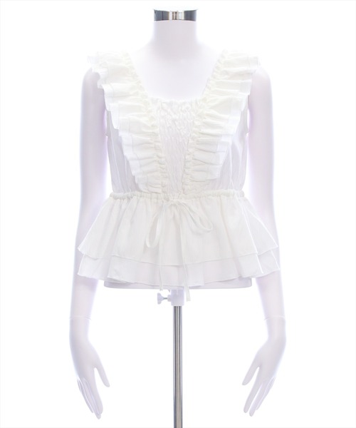 clear（クリア）の「フリルデザインペプラムブラウス[着回し力抜群 夏 カジュアル 大人]≪SS新作≫（シャツ/ブラウス・レディース・オフホワイト/ブラック/レッド/ベージュ/ブラウン・F）」の10枚目の写真