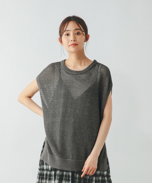 GLOBAL WORK（グローバルワーク）の「洗えるメッシュプルオーバーフレンチスリーブ/320430（Tシャツ/カットソー・レディース・アイボリー/テラコッタ/グレー系その他5・MEDIUM/LARGE）」の15枚目の写真