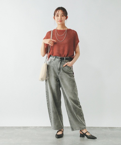 GLOBAL WORK（グローバルワーク）の「洗えるメッシュプルオーバーフレンチスリーブ/320430（Tシャツ/カットソー・レディース・アイボリー/テラコッタ/グレー系その他5・MEDIUM/LARGE）」の17枚目の写真