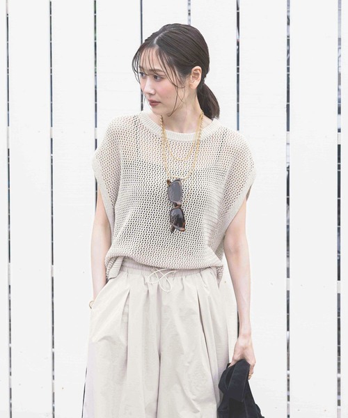 GLOBAL WORK（グローバルワーク）の「洗えるメッシュプルオーバーフレンチスリーブ/320430（Tシャツ/カットソー・レディース・アイボリー/テラコッタ/グレー系その他5・MEDIUM/LARGE）」の9枚目の写真