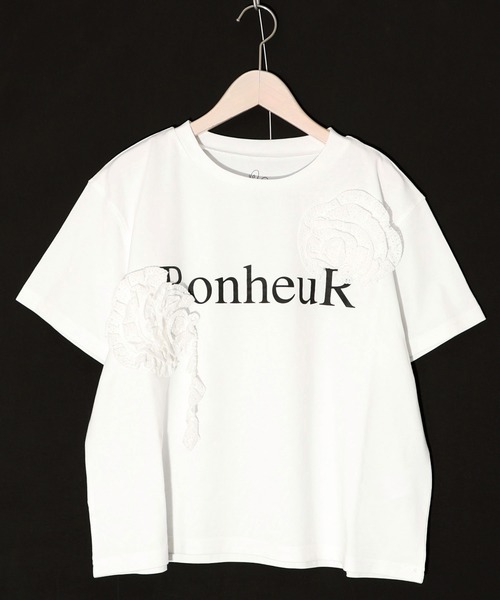 tシャツ 752001：ボヌールロゴ レーステープTシャツ レディース セール】752001：ボヌールロゴ レーステープTシャツ（Tシャツ