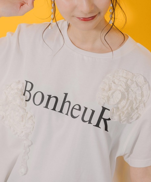 セール】752001：ボヌールロゴ レーステープTシャツ（Tシャツ