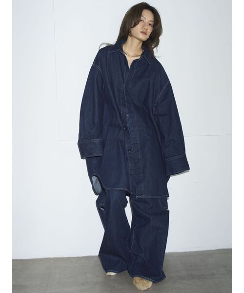 Htage（テージ）の「【Htage】ビッグシルエットデニムシャツ（シャツ/ブラウス・レディース・インディゴブルー・FREE）」の5枚目の写真