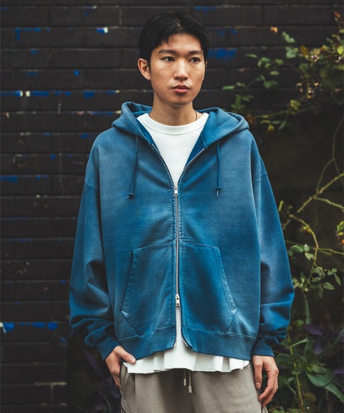 セール】ワイドショートフィット フェード フルジップ フーディー