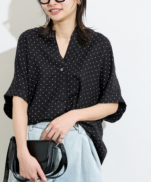 JOURNAL STANDARD(ジャーナルスタンダード)の「《追加3》【洗える】 レーヨン麻ノーカラーブラウス(シャツ/ブラウス・レディース・ブラックミックス/ホワイト/ブルー/ベージュ/ブラック系その他・FREE)」の22枚目の写真