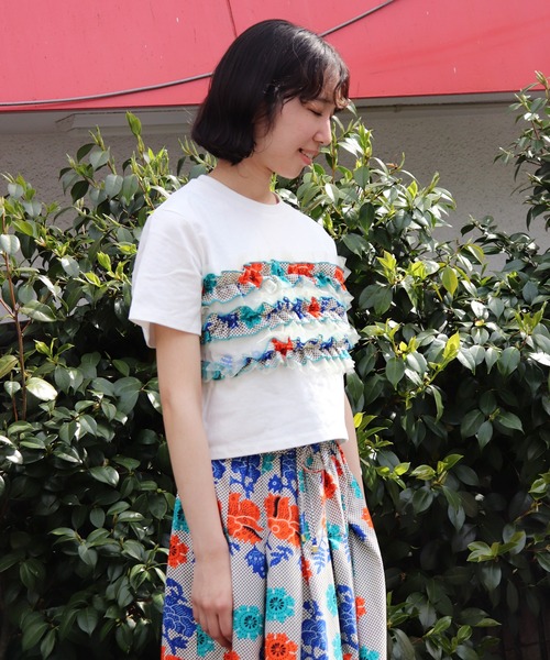 tシャツ 「moyan ecri」AFRICAビスチェセット風Tシャツ レディース moyan ecri>AFRICAビスチェセット風Tシャツ（Tシャツ/カットソー