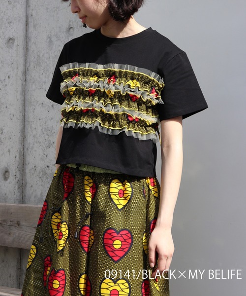 tシャツ 「moyan ecri」AFRICAビスチェセット風Tシャツ レディース AFRICAビスチェセット風Tシャツ - ショップ moyan ecri Tシャツ