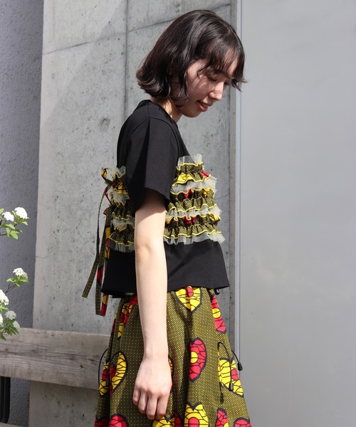 tシャツ 「moyan ecri」AFRICAビスチェセット風Tシャツ レディース AFRICAビスチェセット風Tシャツ - ショップ moyan ecri Tシャツ