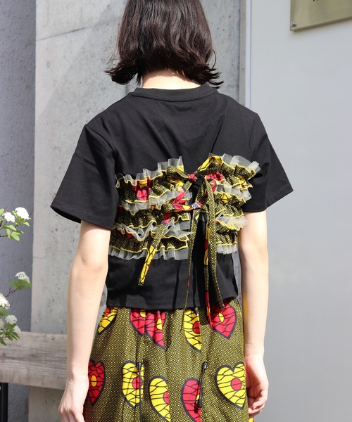 tシャツ 「moyan ecri」AFRICAビスチェセット風Tシャツ レディース AFRICAビスチェセット風Tシャツ - ショップ moyan ecri Tシャツ