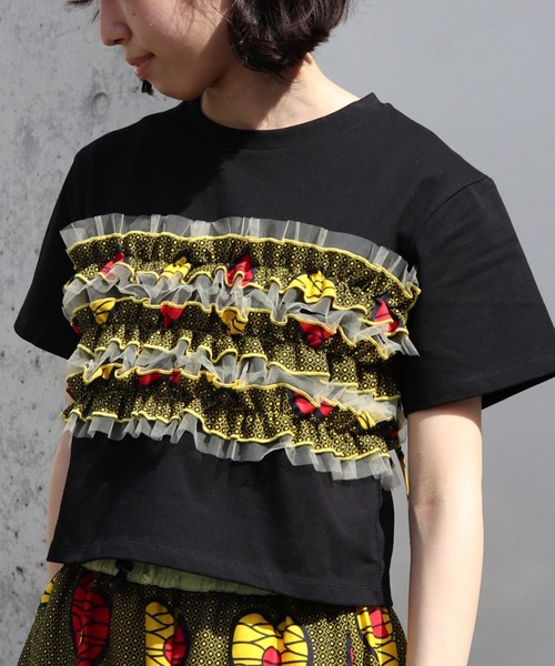 tシャツ 「moyan ecri」AFRICAビスチェセット風Tシャツ レディース moyan ecri>AFRICAビスチェセット風Tシャツ（Tシャツ/カットソー