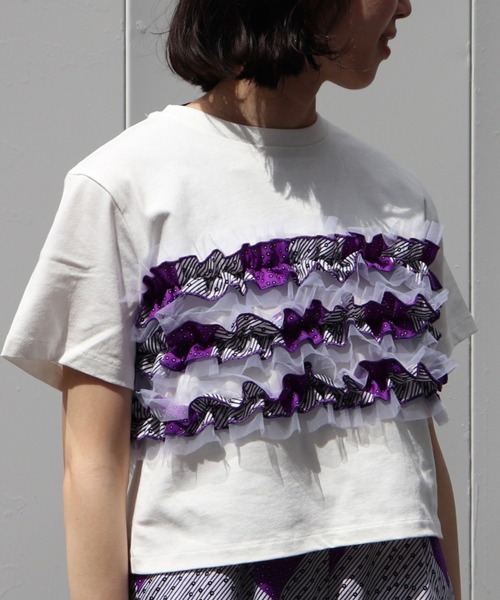 tシャツ 「moyan ecri」AFRICAビスチェセット風Tシャツ レディース moyan ecri>AFRICAビスチェセット風Tシャツ（Tシャツ/カットソー