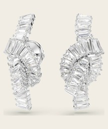 SWAROVSKI | 【公式】【スワロフスキー】Matrix ピアス, バゲット・カット, 結び目, ホワイト, ロジウム・プレーティング(ピアス(両耳用))