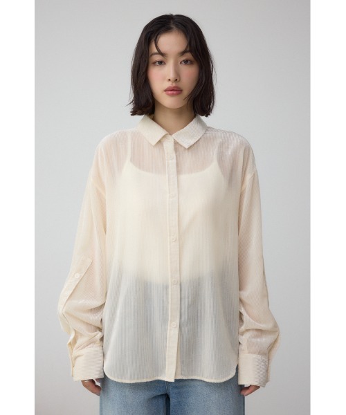 AZUL by moussy（アズールバイマウジー）の「シアーコーデュロイ袖スリットボタンシャツ（シャツ/ブラウス・レディース・グレー/ピンク/アイボリー・SMALL/MEDIUM）」の7枚目の写真