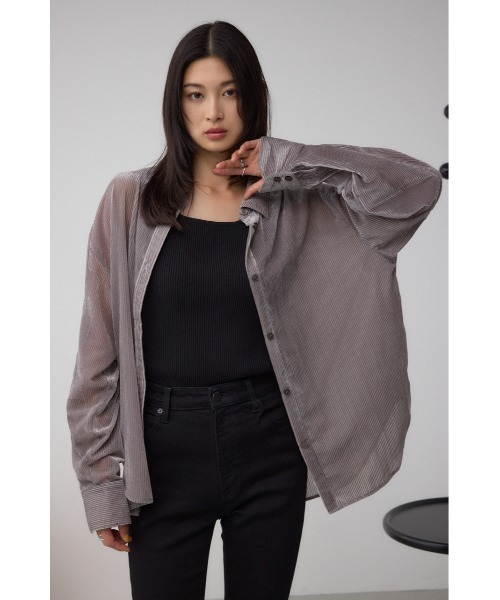 AZUL by moussy（アズールバイマウジー）の「シアーコーデュロイ袖スリットボタンシャツ（シャツ/ブラウス・レディース・グレー/ピンク/アイボリー・SMALL/MEDIUM）」の17枚目の写真