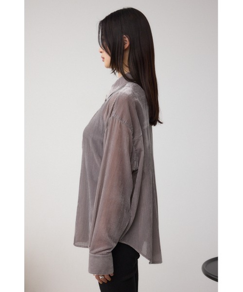 AZUL by moussy（アズールバイマウジー）の「シアーコーデュロイ袖スリットボタンシャツ（シャツ/ブラウス・レディース・グレー/ピンク/アイボリー・SMALL/MEDIUM）」の20枚目の写真