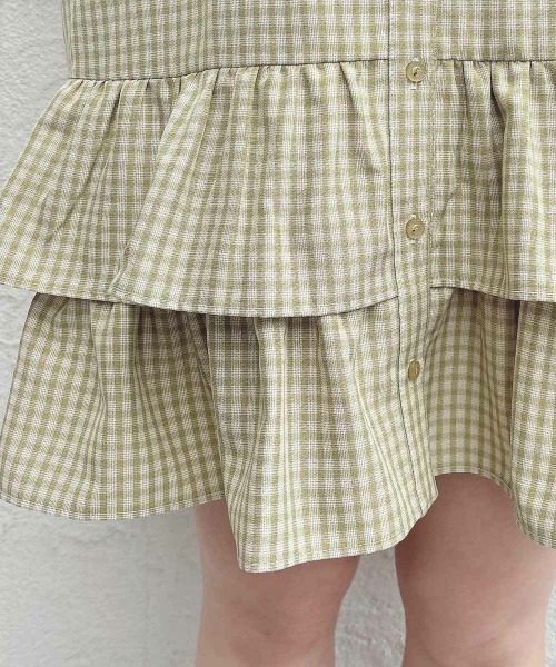 F i.n.t(フィント)の「ローウエストセーラーチェックシャツワンピース【1枚で快適】夏服(シャツワンピース・レディース・ライトグリーン/ネイビー×ホワイト・FREE)」の7枚目の写真